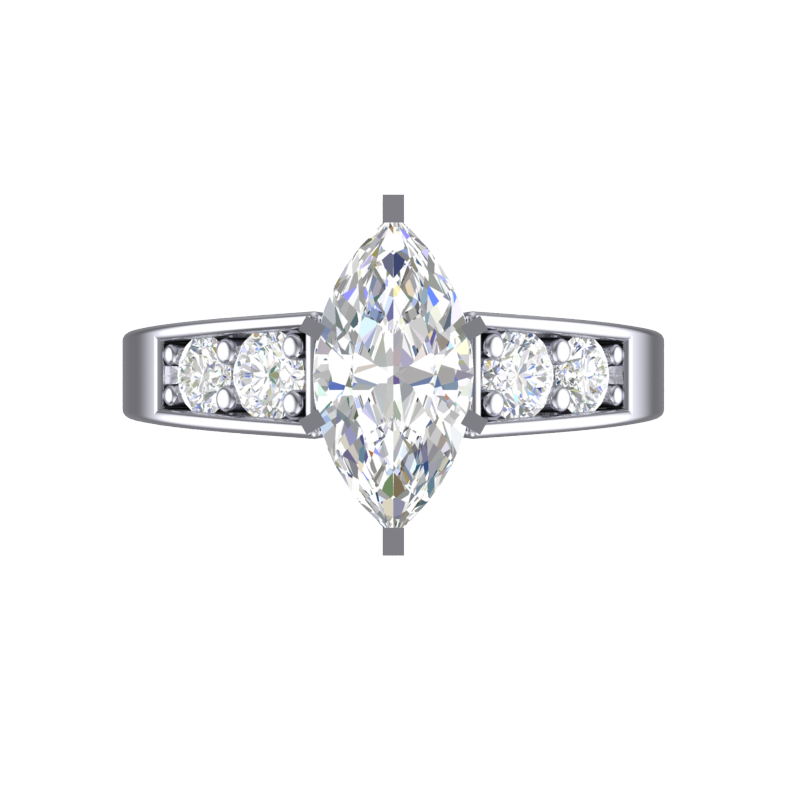 CZ Wedding Set, Style 12-95 feat The Jenny Mae Engagement Ring (Marquise Cut with Round Channel Setting)
