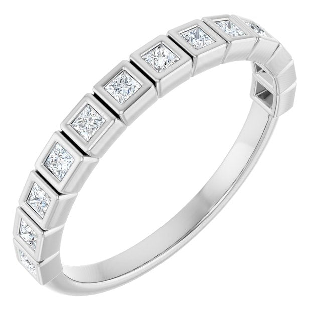 Cubic Zirconia Anniversary Ring Band, Style 122-968 (0.30 TCW Princess Bezel Stackable)