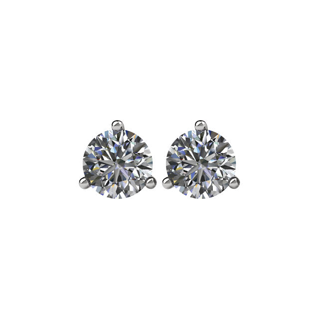 Cubic Zirconia Earrings- (Ships Today) Customizable 3 Prong Round CZ Stud Earring Set With Push Back