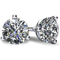 Cubic Zirconia Earrings- (Ships Today) Customizable 3 Prong Round CZ Stud Earring Set With Screw Back