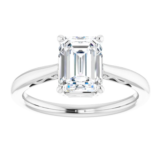 Cubic Zirconia Engagement Ring- The Abbey Ro (Customizable Radiant Cut Solitaire with 'Incomplete' Decorations)