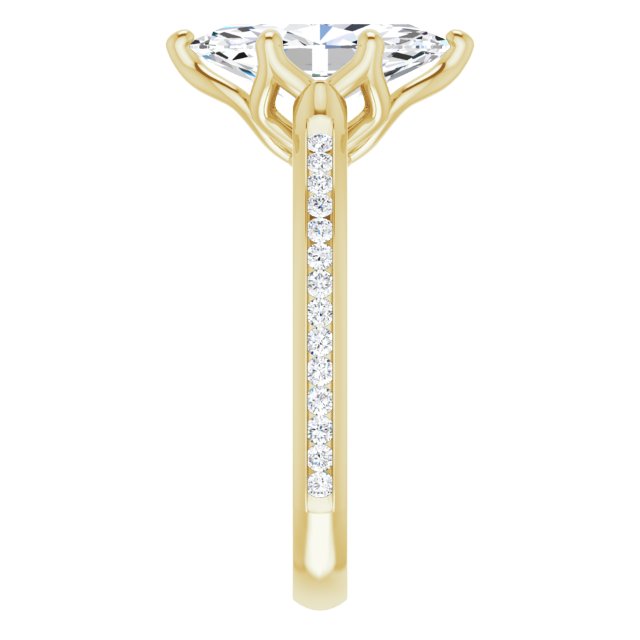 Cubic Zirconia Engagement Ring- The Alyssa Love (Customizable 6-prong Marquise Cut Design with Round Channel Accents)