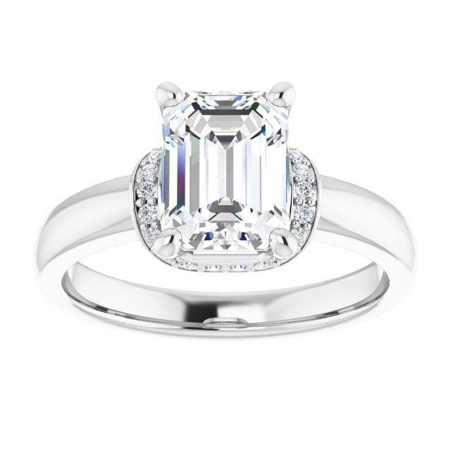 Cubic Zirconia Engagement Ring- The Jennifer Elena (Customizable Radiant Cut Style featuring Saddle-shaped Under Halo)