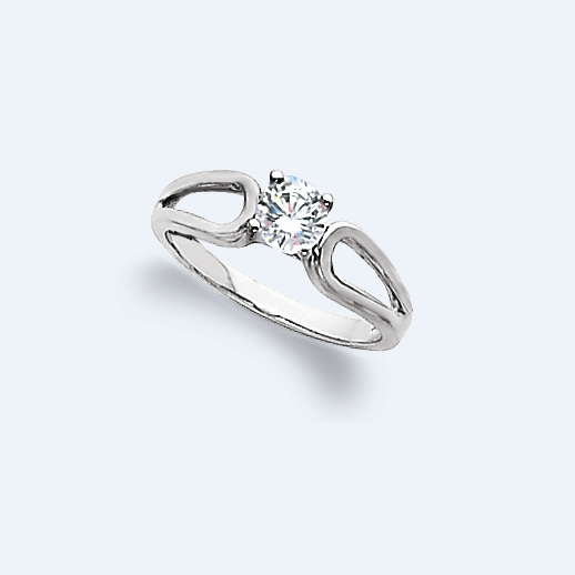 Cubic Zirconia Engagement Ring- The Carmen (Customizable Solitaire with Horseshoe-inspired Split Band)