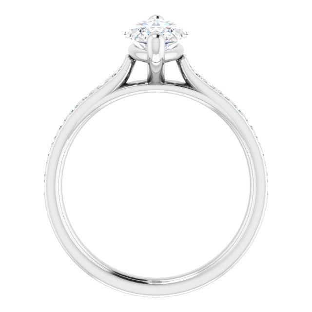 Cubic Zirconia Engagement Ring- The Gloria (Customizable Marquise Cut Style with Princess Channel Bar Setting)