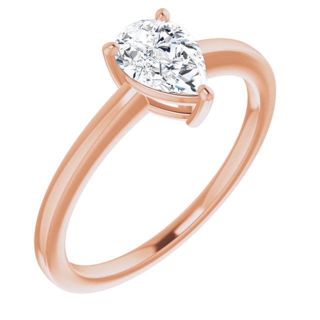 10K Rose Gold Customizable Bowl-Prongs Pear Cut Solitaire with Thin Band