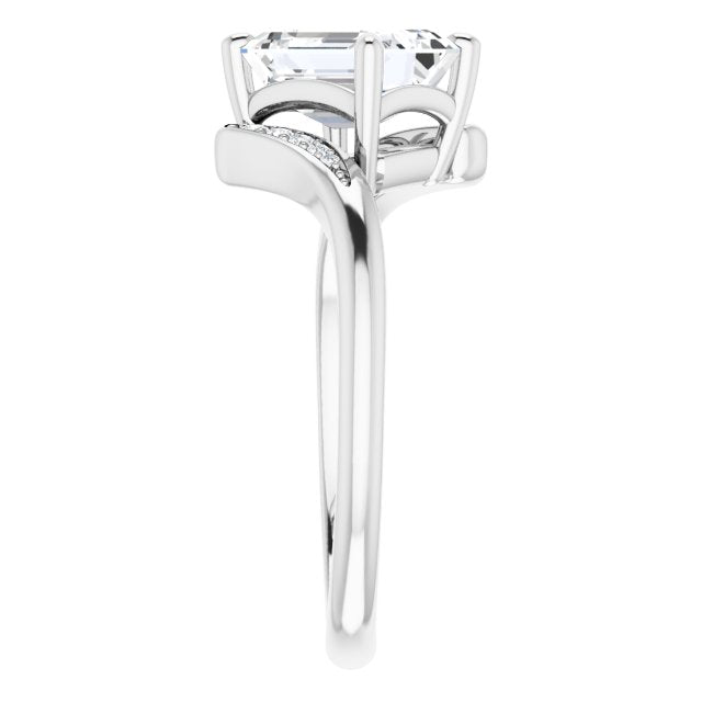 Cubic Zirconia Engagement Ring- The Aina Svanhild (Customizable 11-stone Emerald Cut Design with Bypass Channel Accents)