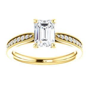 CZ Wedding Set, featuring The Brooklynn engagement ring (Customizable Radiant Cut with Cathedral Setting and Milgrained Pavé Band)