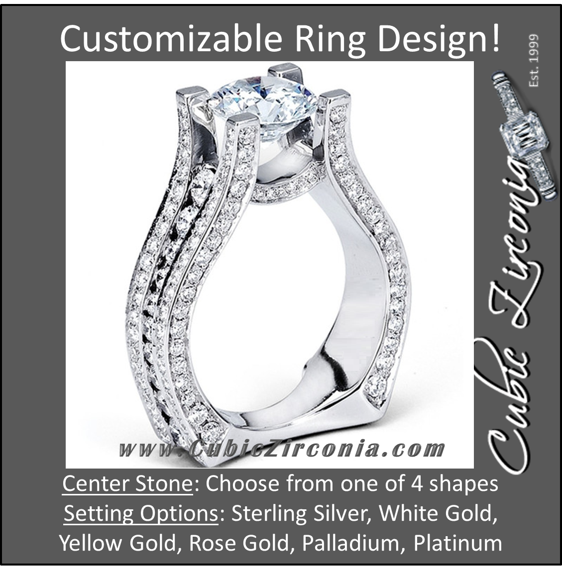Cubic Zirconia Engagement Ring- The Alina (3 Carat European-style Pave)