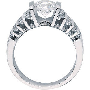 Cubic Zirconia Engagement Ring- The Crystalle (1.72 Carat Round-Cut with Quad Rows of Tri-Channel Accents)