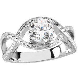 Cubic Zirconia Engagement Ring- The Anna Katherine (Round 1 Carat Solitaire with Oversized Infinity Twist Band)