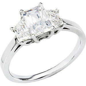 Cubic Zirconia Engagement Ring- The Henrietta (Emerald Cut 3-stone with Matching Trapezoid Cut Accents)