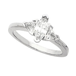 Cubic Zirconia Engagement Ring- The Donnetta (3-stone Design with Marquise Cut Center and Twin Triangle Accents)
