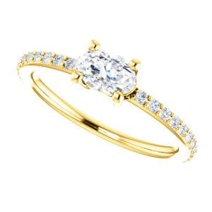 Cubic Zirconia Engagement Ring- The Blaire (Customizable Oval Cut with Petite Pavé Band)