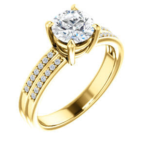 CZ Wedding Set, featuring The Lyla Ann engagement ring (Customizable Round Cut Design with Wide Double-Pavé Band)