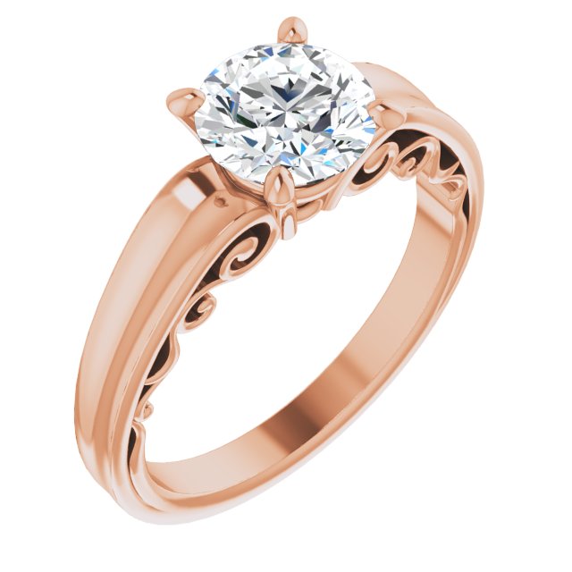 10K Rose Gold Customizable Round Cut Solitaire