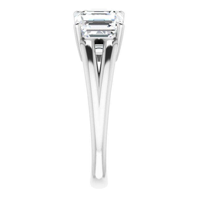 Cubic Zirconia Engagement Ring- The Janice (Customizable Two-Stone Asscher Cut with Split Band)