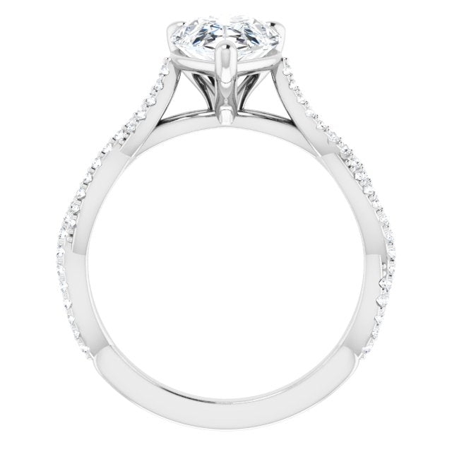 Cubic Zirconia Engagement Ring- The Alelli (Customizable Pear Cut Style with Thin and Twisted Micropavé Band)