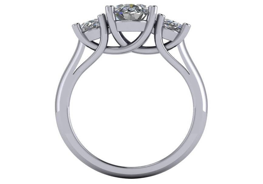 Cubic Zirconia Engagement Ring- 3.0 TCW Three-Stone Oval Cut with Woven Prongs