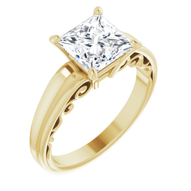 10K Yellow Gold Customizable Princess/Square Cut Solitaire