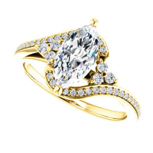 Cubic Zirconia Engagement Ring- The Candie (Customizable Marquise Cut with Artisan Bypass Pavé and 7-stone Cluster)