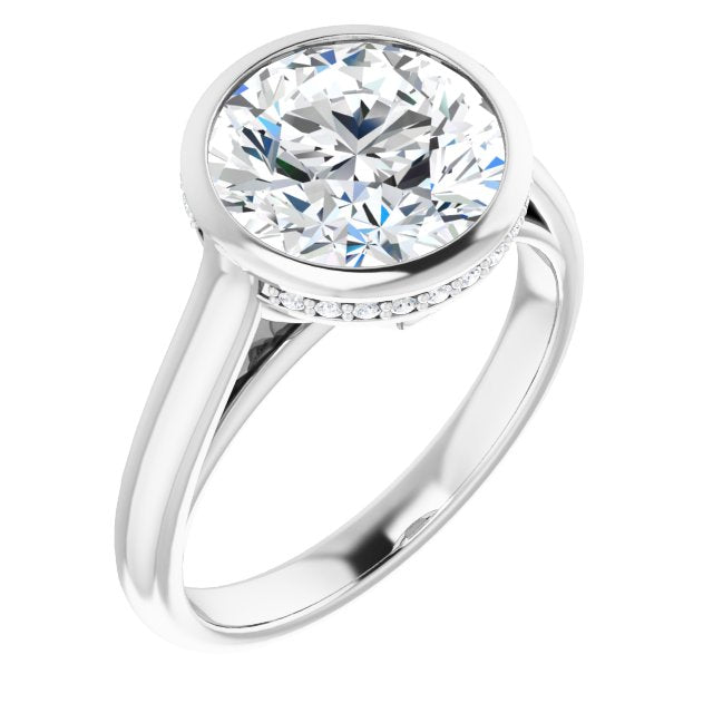 10K White Gold Customizable Round Cut Semi-Solitaire with Under-Halo and Peekaboo Cluster