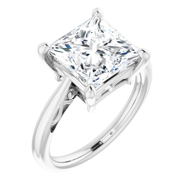 10K White Gold Customizable Princess/Square Cut Solitaire with 'Incomplete' Decorations