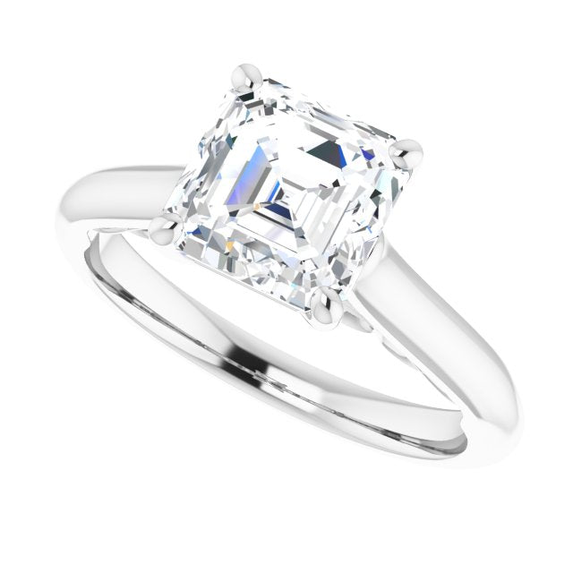 Cubic Zirconia Engagement Ring- The Adelaide (Customizable Asscher Cut Cathedral Solitaire with Two-Tone Option Decorative Trellis 'Down Under')