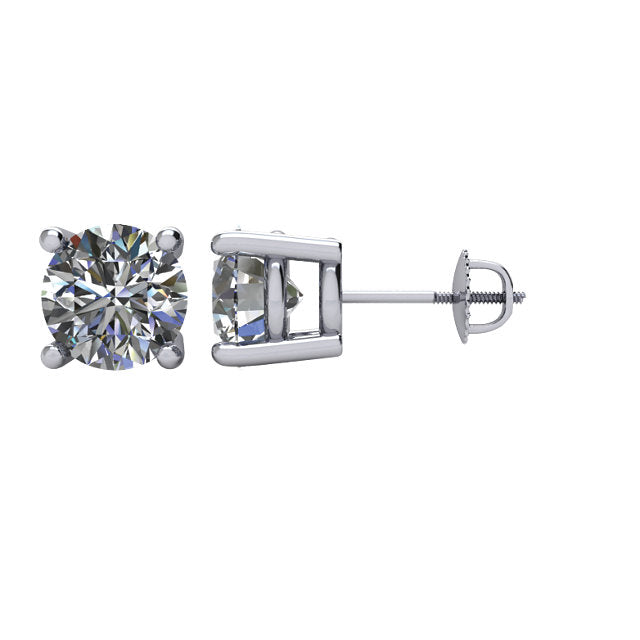 Cubic Zirconia Earrings-  Customizable 4 Prong Round CZ Stud Earring Set With Screw Back
