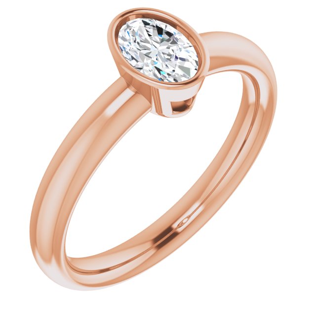 10K Rose Gold Customizable Bezel-set Oval Cut Solitaire with Wide Band