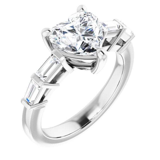 Cubic Zirconia Engagement Ring- The Bodhi (Customizable 9-stone Design with Heart Cut Center and Round Bezel Accents)