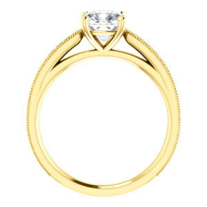 Cubic Zirconia Engagement Ring- The Brooklynn (Customizable Cushion Cut with Cathedral Setting and Milgrained Pavé Band)