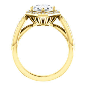 CZ Wedding Set, featuring The Jordyn Elitza engagement ring (Customizable Halo-Style Asscher Cut with Twisting Pavé Split-Shank)
