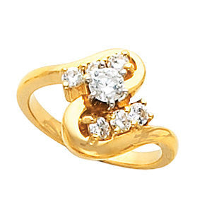 Cubic Zirconia Engagement Ring- The Genevieve (Customizable 7-stone with Freeform Design)
