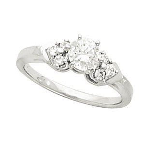 Cubic Zirconia Engagement Ring- The Gillian (Customizable 7-stone with Chevron Bar Set Accents)