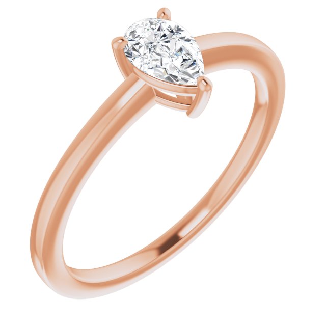 10K Rose Gold Customizable Bowl-Prongs Pear Cut Solitaire with Thin Band