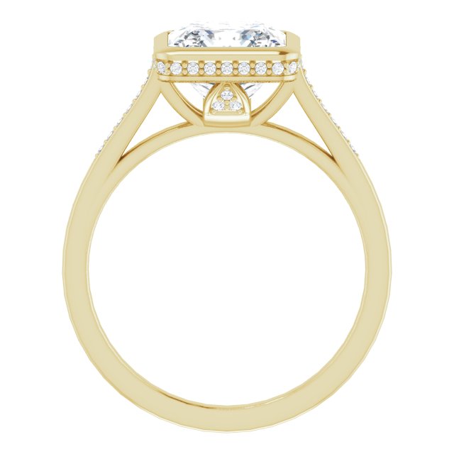 Cubic Zirconia Engagement Ring- The Adalynn (Customizable Cathedral-Bezel Princess/Square Cut Style with Under-halo and Shared Prong Band)