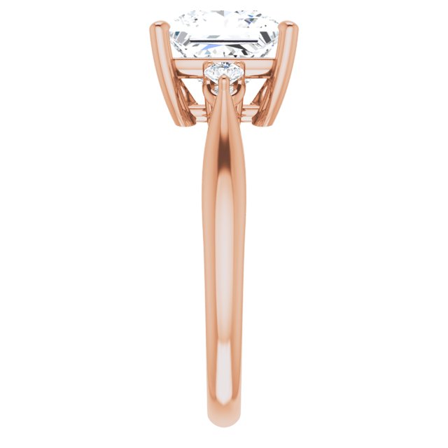 Cubic Zirconia Engagement Ring- The Amariah (Customizable 3-stone Princess/Square Cut Design with Twin Petite Round Accents)
