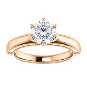Cubic Zirconia Engagement Ring- The Britney (Customizable Round Cut Decorative-Pronged Cathedral Solitaire with Fine Milgrain Band)