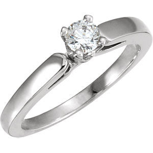 Cubic Zirconia Engagement Ring- The Belinda (Round or Asscher Solitaire with Wide Bowed Band)