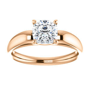 CZ Wedding Set, featuring The Johnnie engagement ring (Customizable Cathedral-set Cushion Cut Solitaire with Decorative Prong Basket)
