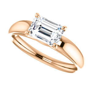 CZ Wedding Set, featuring The Johnnie engagement ring (Customizable Cathedral-set Emerald Cut Solitaire with Decorative Prong Basket)