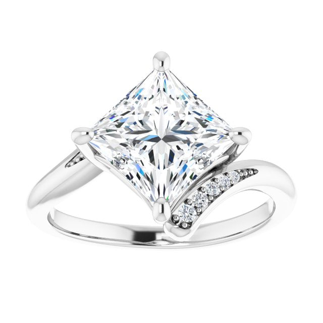 Cubic Zirconia Engagement Ring- The Aina Svanhild (Customizable 11-stone Princess/Square Cut Design with Bypass Channel Accents)