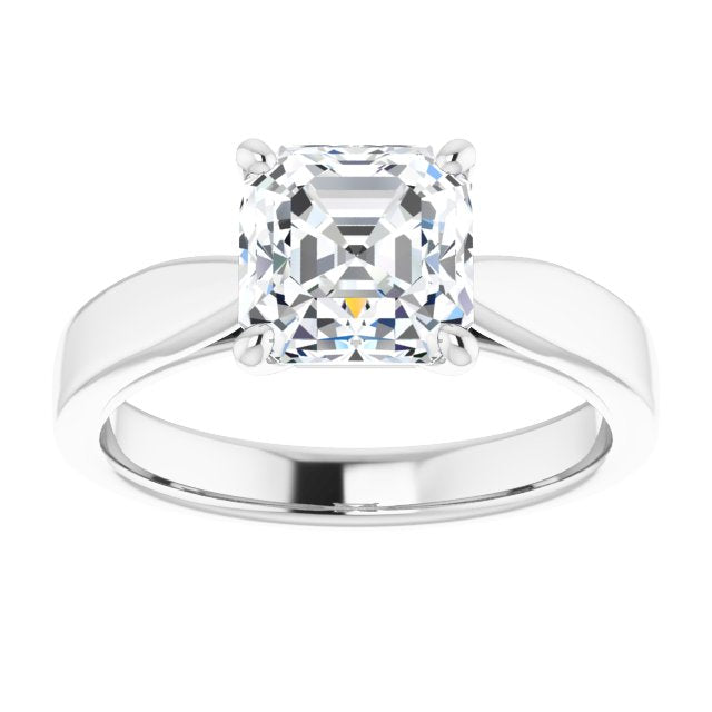 Cubic Zirconia Engagement Ring- The Eden (Customizable Asscher Cut Cathedral Solitaire with Wide Tapered Band)