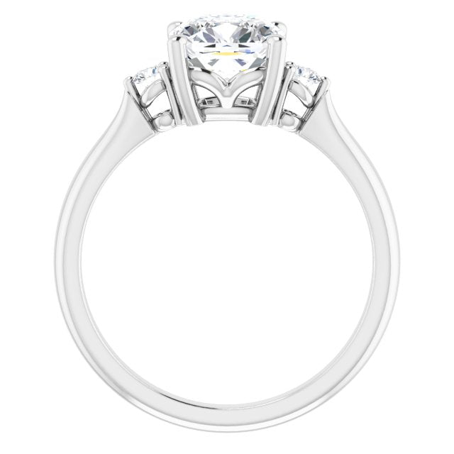 Cubic Zirconia Engagement Ring- The Amariah (Customizable 3-stone Cushion Cut Design with Twin Petite Round Accents)