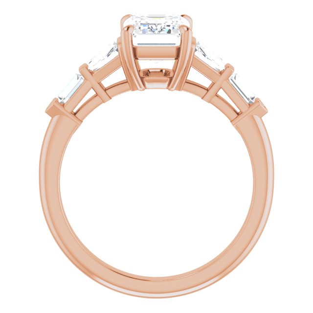 Cubic Zirconia Engagement Ring- The Annaliza (Customizable 7-stone Design with Radiant Cut Center and Baguette Accents)