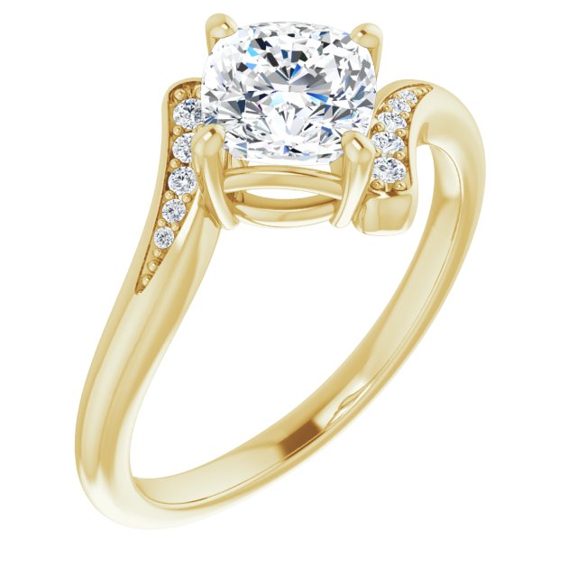 10K Yellow Gold Customizable 11-stone Cushion Cut Design with Bypass Channel Accents