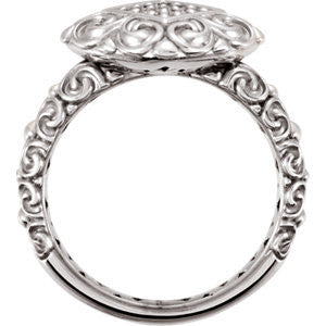 Cubic Zirconia Engagement Ring- The Denise (Sculpture-Inspired Filigreed Cluster Halo with Engraved Band)