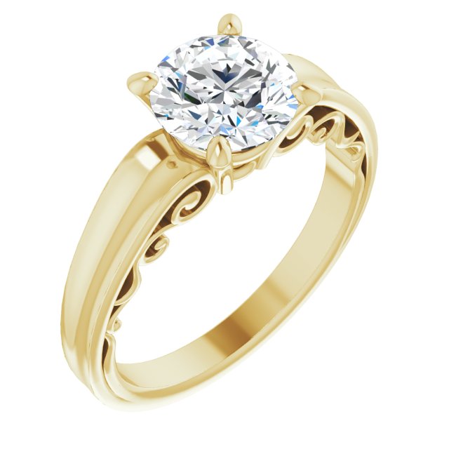 10K Yellow Gold Customizable Round Cut Solitaire
