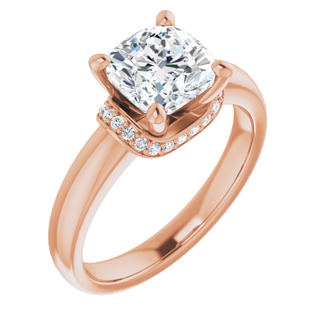 Cubic Zirconia Engagement Ring- The Jennifer Elena (Customizable Cushion Cut Style featuring Saddle-shaped Under Halo)